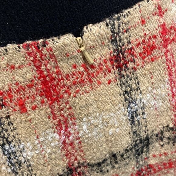 TALBOTS PLAID SKIRT WOOL BOUCLE TAN/RED/BLACK Size 6 - Picture 10 of 13